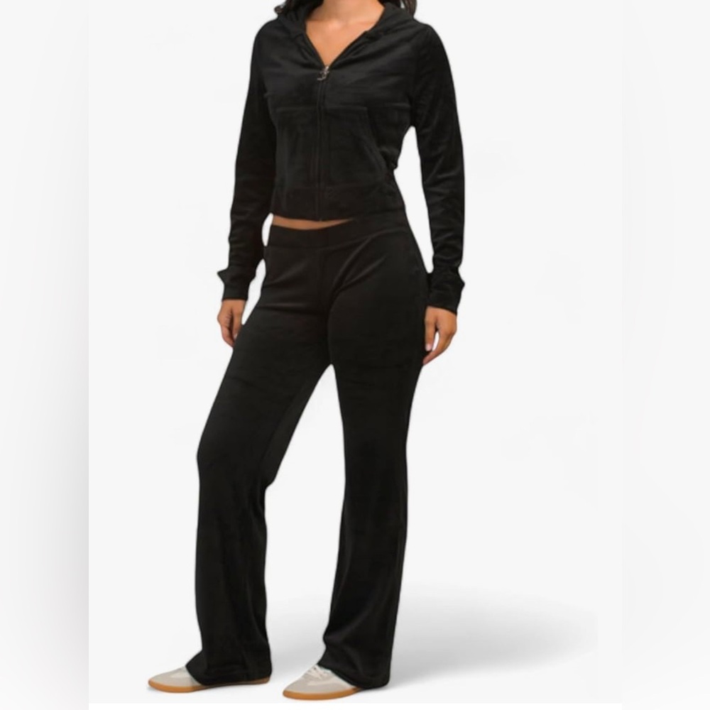 JUICY COUTURE BLACK LIQUORICE OG BLING RHINESTONE VELOUR TRACKSUIT SWEATSUIT NWT - Picture 6 of 15